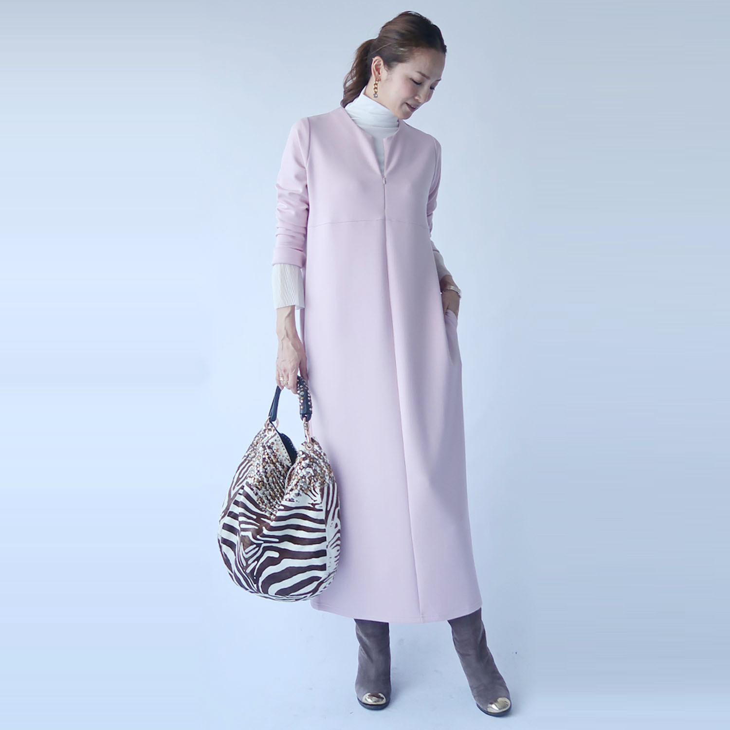 フーア きれい見えポンチ フロントファスナー ワンピース