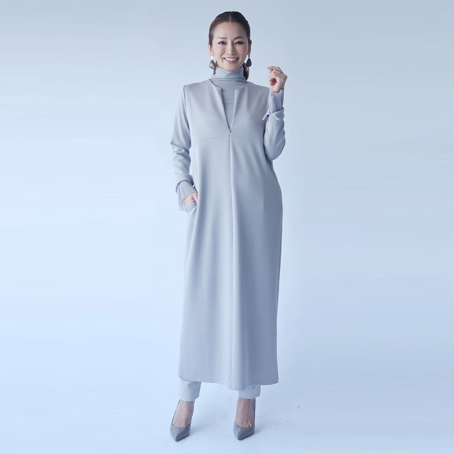 フーア きれい見えポンチ フロントファスナー ワンピース