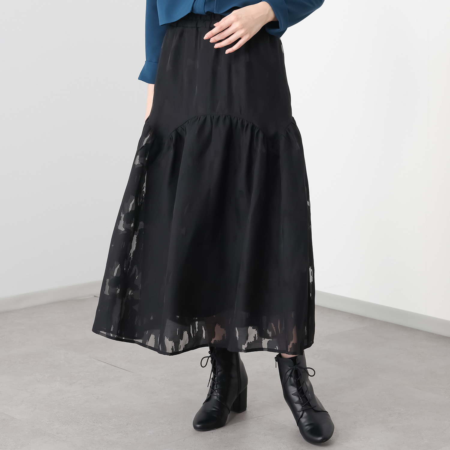 フーア シアーオパール イレギュラー切替 ギャザースカート