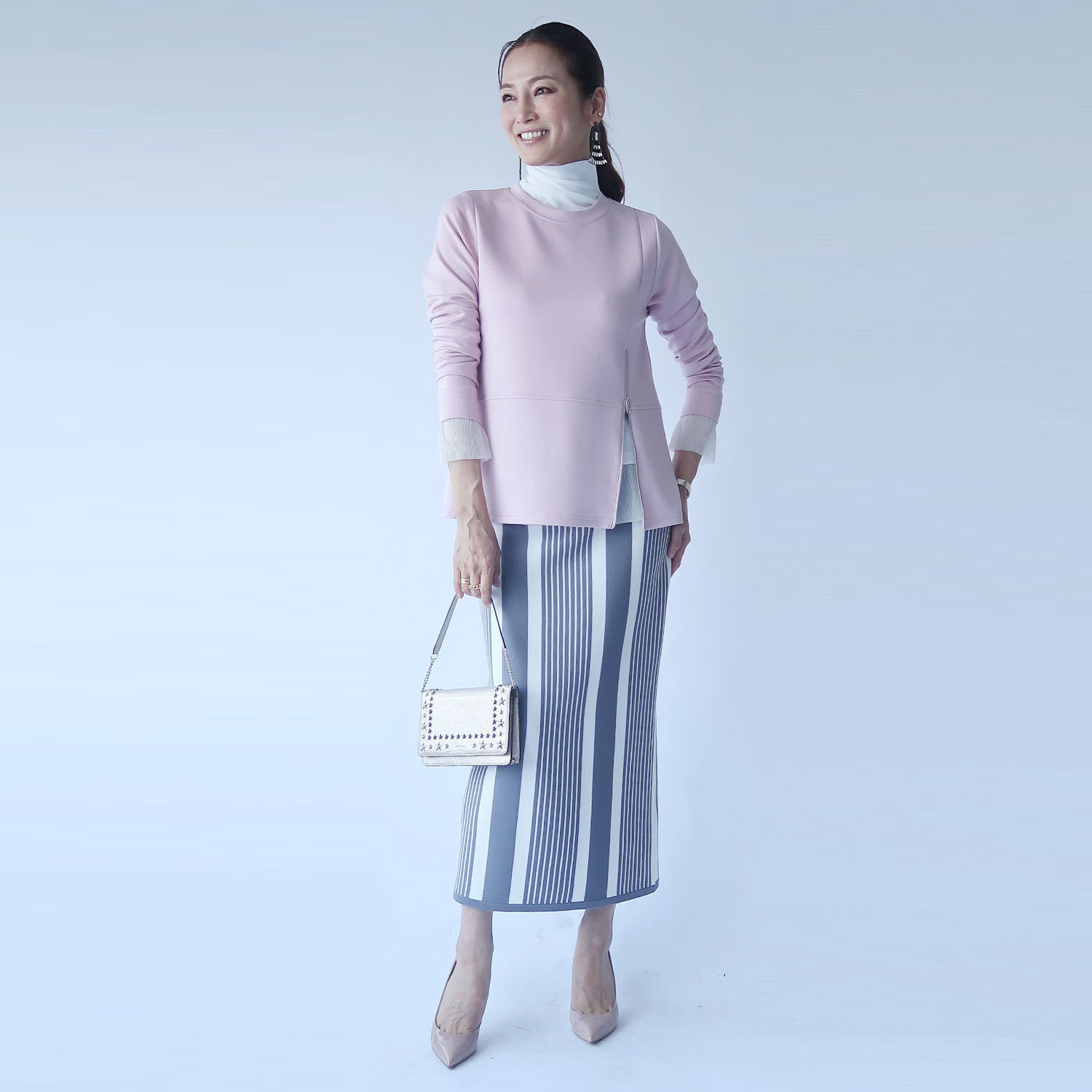 フーア きれい見えポンチ アシンメトリー ファスナー切替 プルオーバー