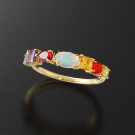 カレイドスコピオ １８Ｋ セブンカラージェム リング