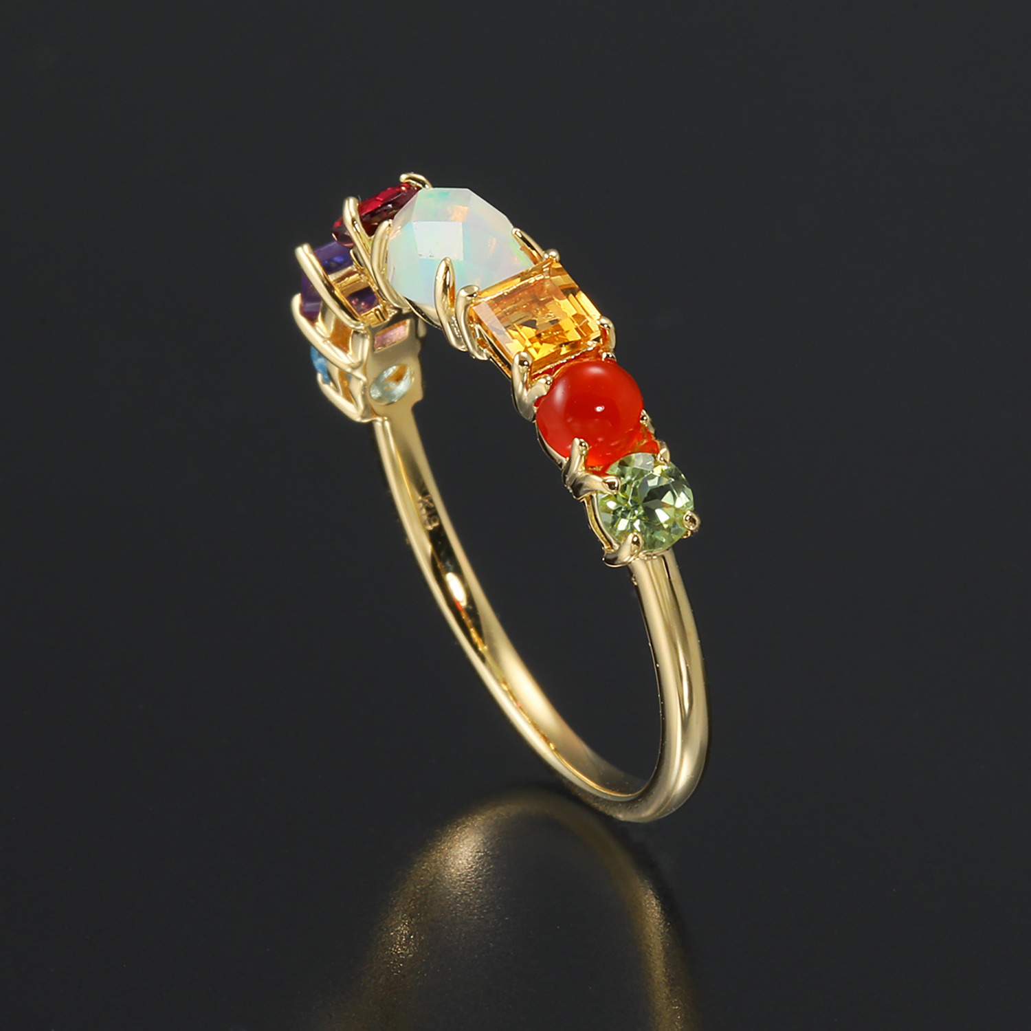 カレイドスコピオ １８Ｋ セブンカラージェム リング