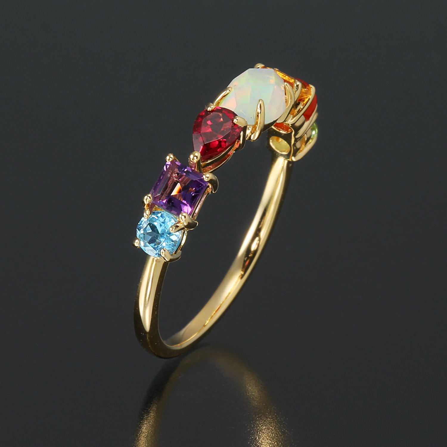 カレイドスコピオ １８Ｋ セブンカラージェム リング