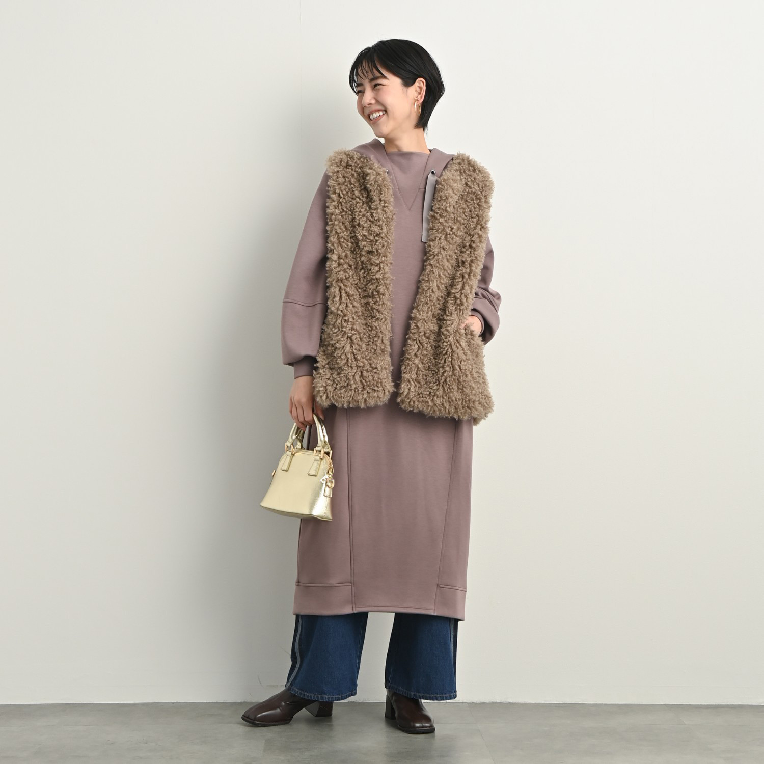 ゼラールスポーツ フーディーなのに上品！ ファインループジャージー きれい見えシルエット ワンピース