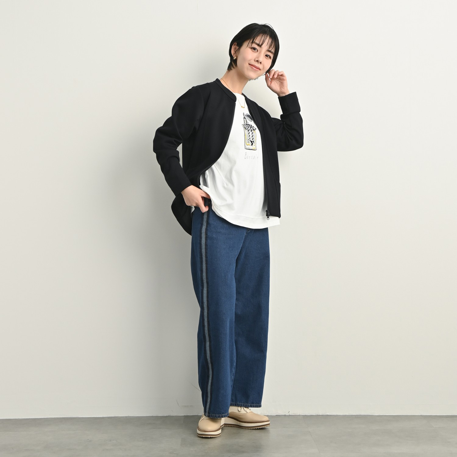 ゼラールスポーツ 新鮮シルエット！ ファインループジャージー ラウンドフォルム ライダースジャケット