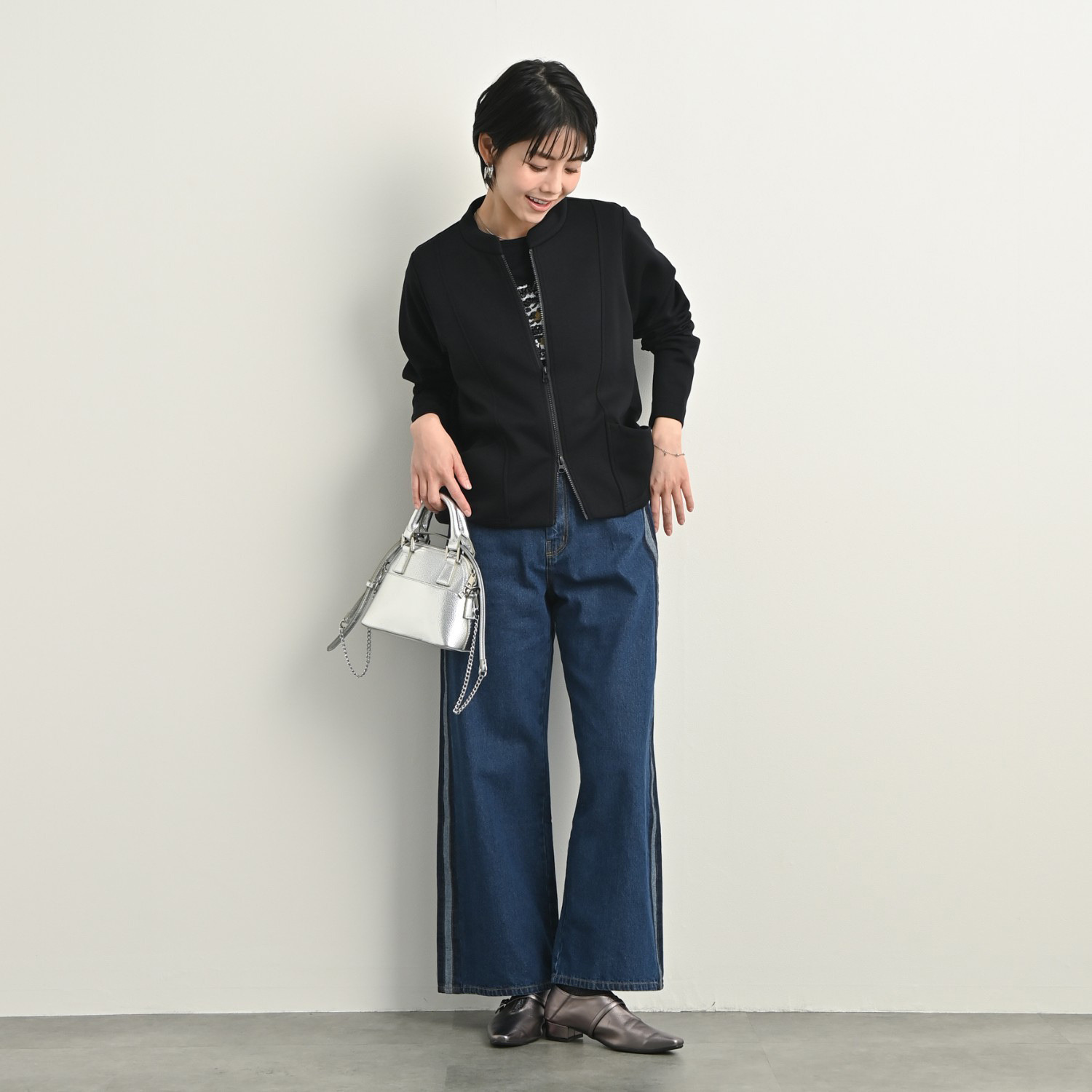 ゼラールスポーツ 新鮮シルエット！ ファインループジャージー ラウンドフォルム ライダースジャケット