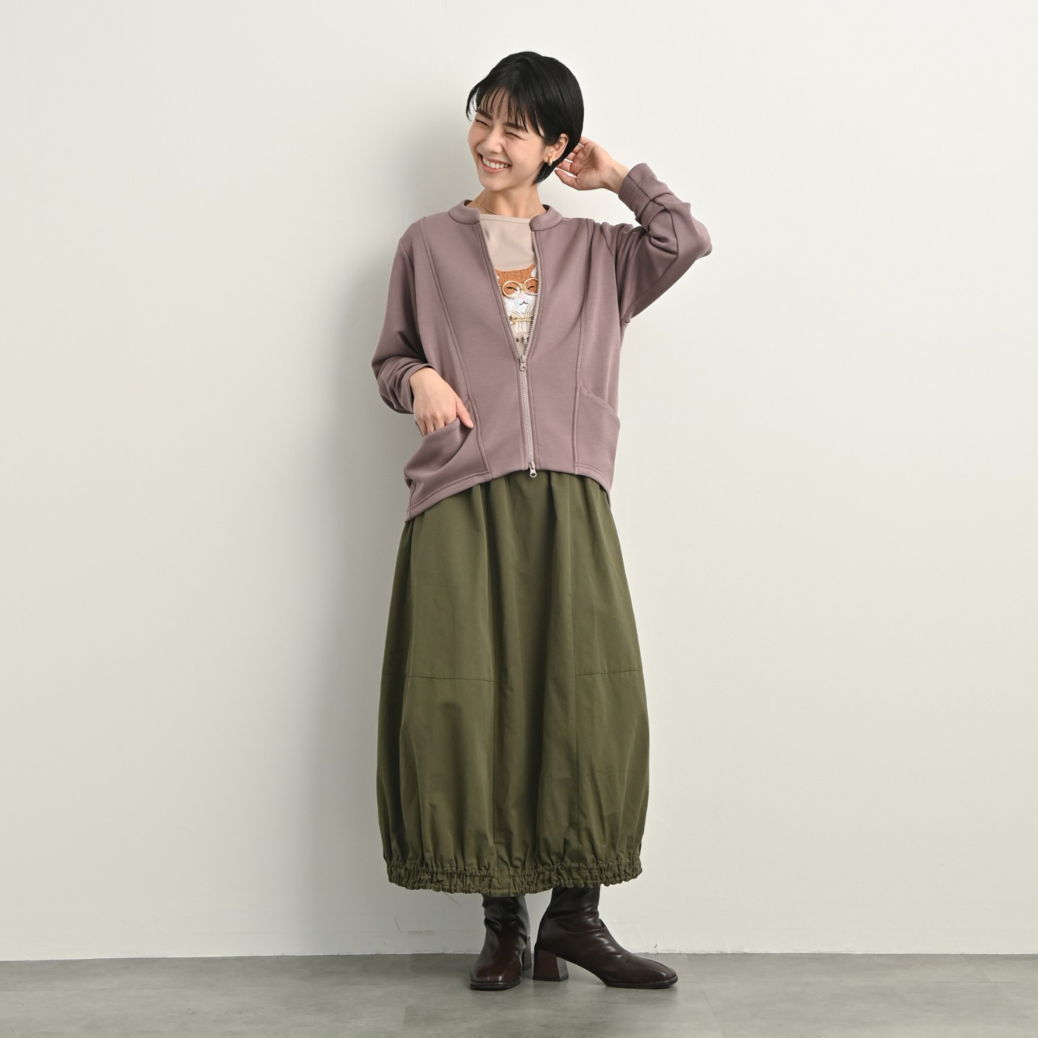 ゼラールスポーツ 新鮮シルエット！ ファインループジャージー ラウンドフォルム ライダースジャケット