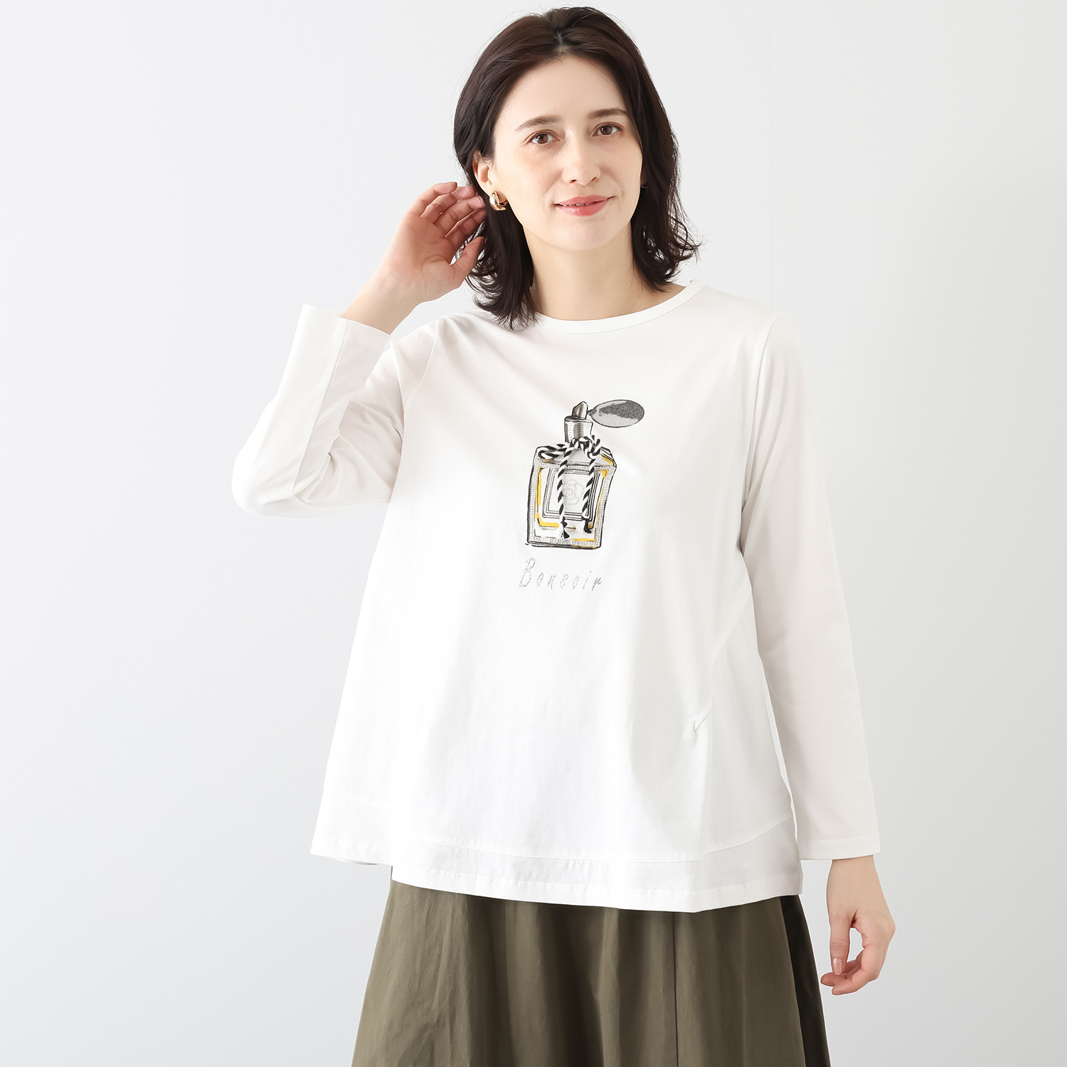 ゼラールスポーツ コットン１００％ 刺しゅうモティーフ ロングスリーブ プルオーバー