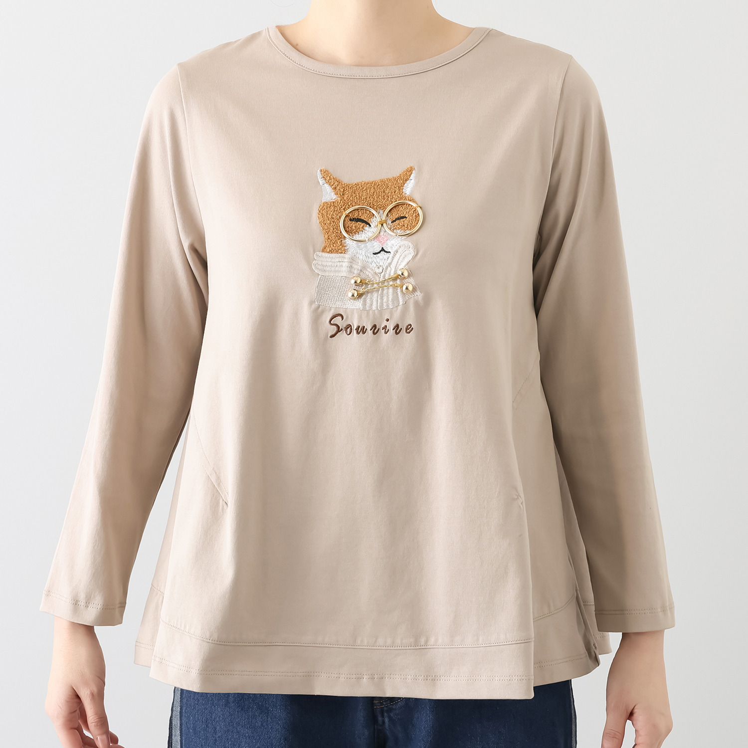 ゼラールスポーツ コットン１００％ 刺しゅうモティーフ ロングスリーブ プルオーバー