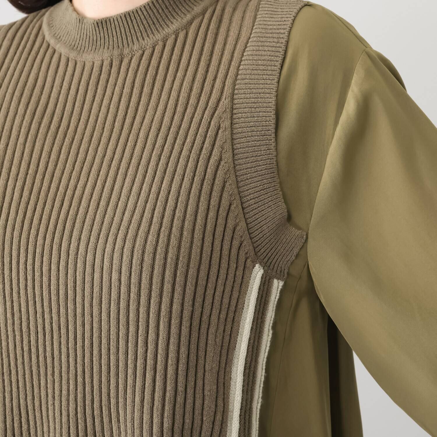 ゼラールスポーツ ニットドッキング レイヤード風デザイン チュニックブラウス