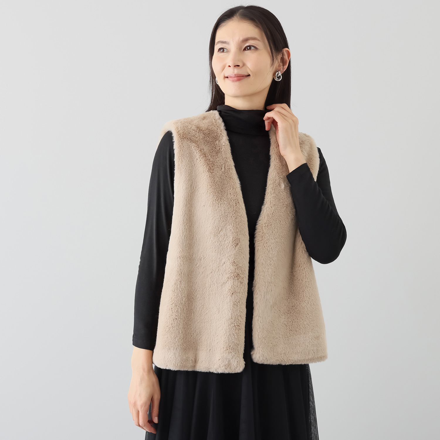 ジュエル 至福の柔らかさ ヒアルロン酸加工　Ｗ重ね タートルネック２枚組