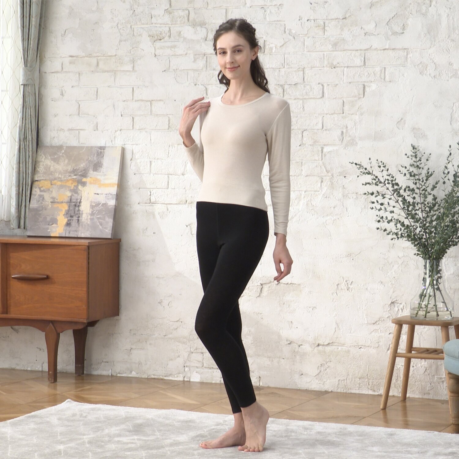 ジュエル 至福の柔らかさ ヒアルロン酸加工　Ｗ重ね 九分丈ボトム２枚組