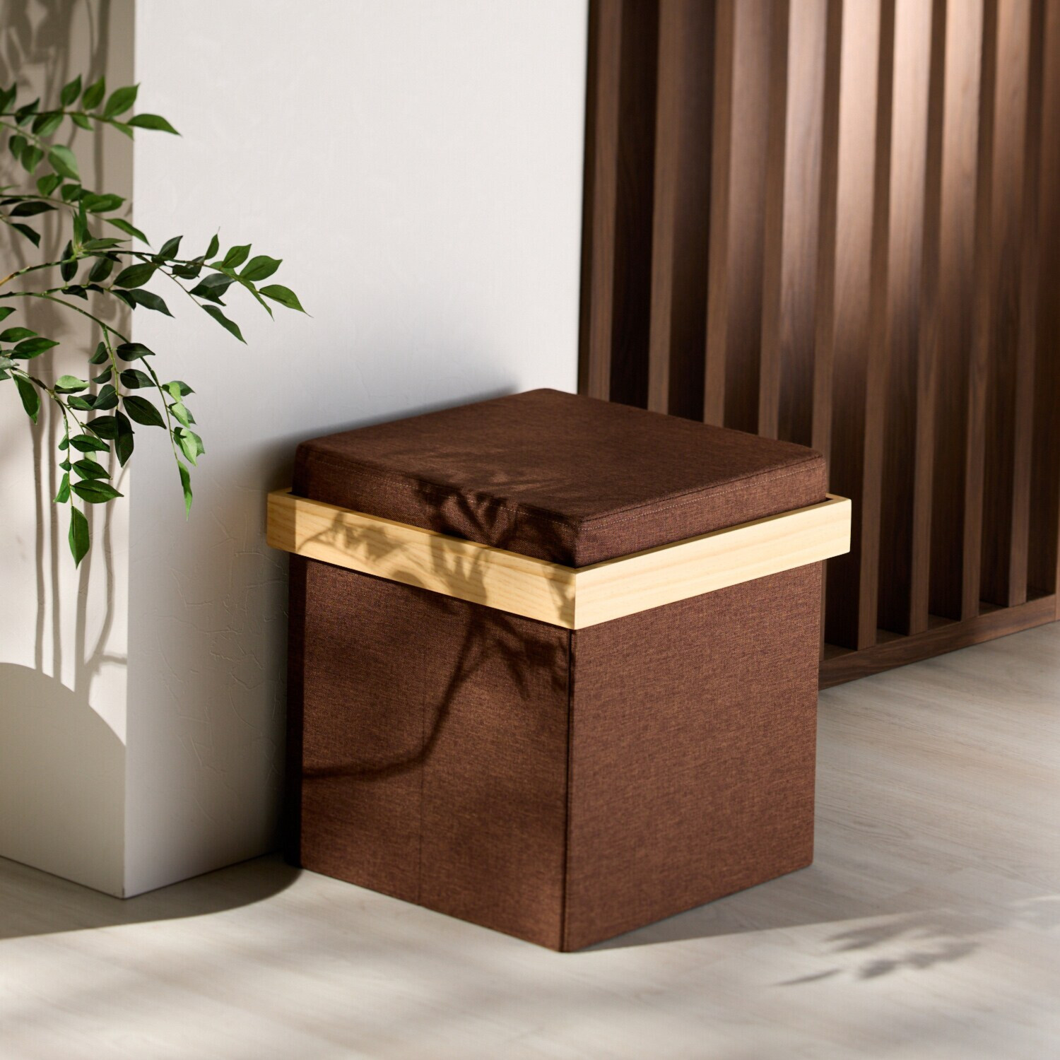 １台３役！ 収納できる北欧風スツール ＜正方形＞