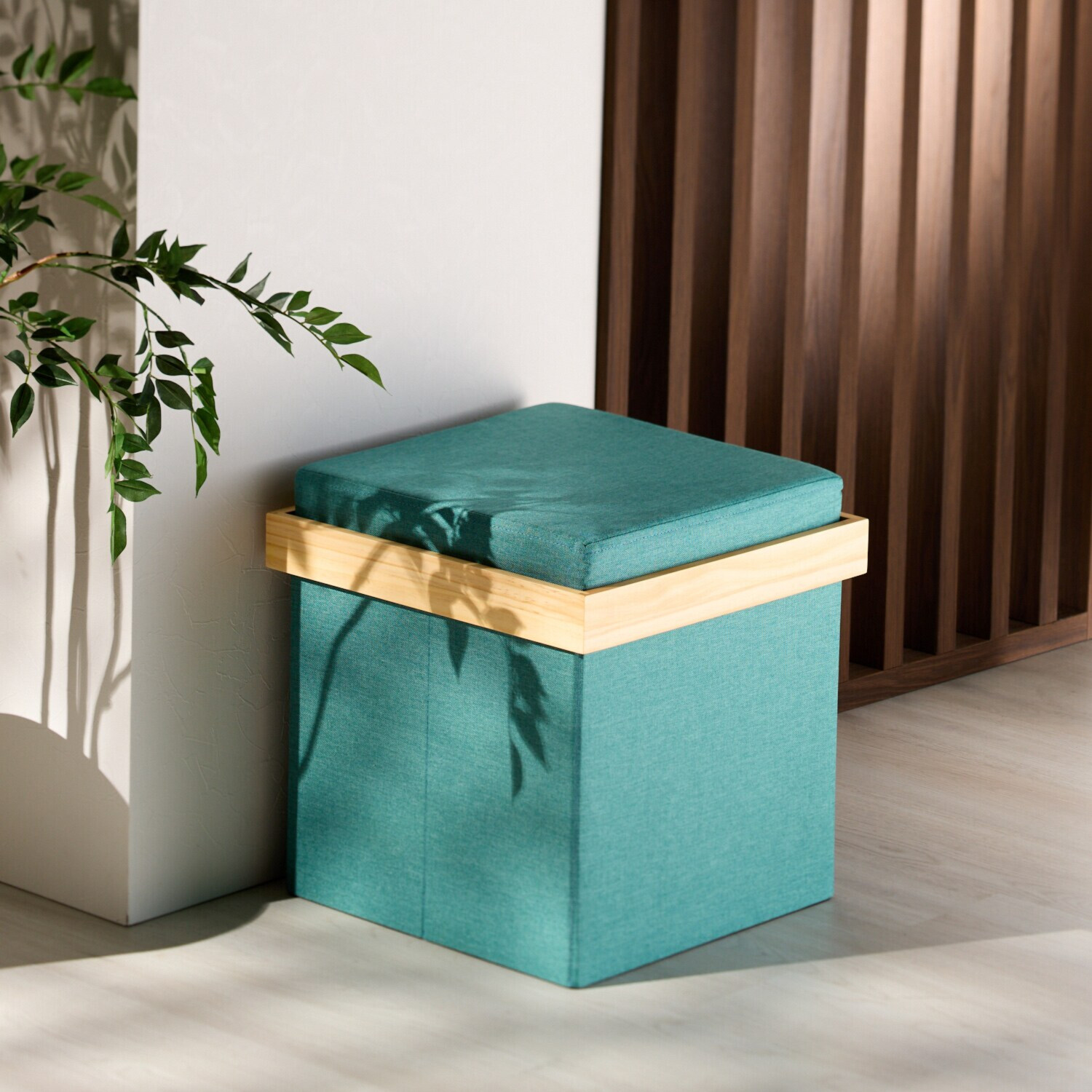 １台３役！ 収納できる北欧風スツール ＜正方形＞