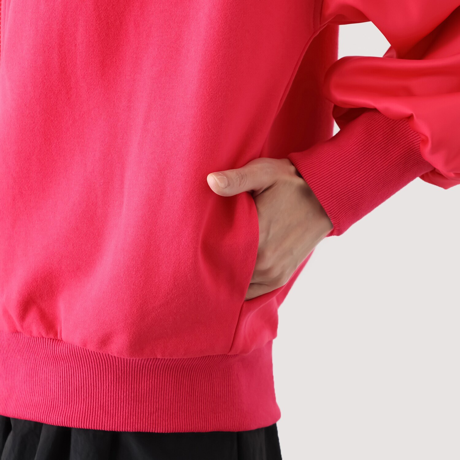 ユキコハナイ　シック 異素材コンビ エレガント見え 裏毛ブルゾン