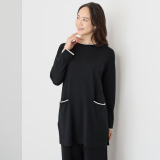 アズイズ　ビーマイセルフ バイ　ネイチャーズ ウールシルク 配色ライン チュニックプルオーバー