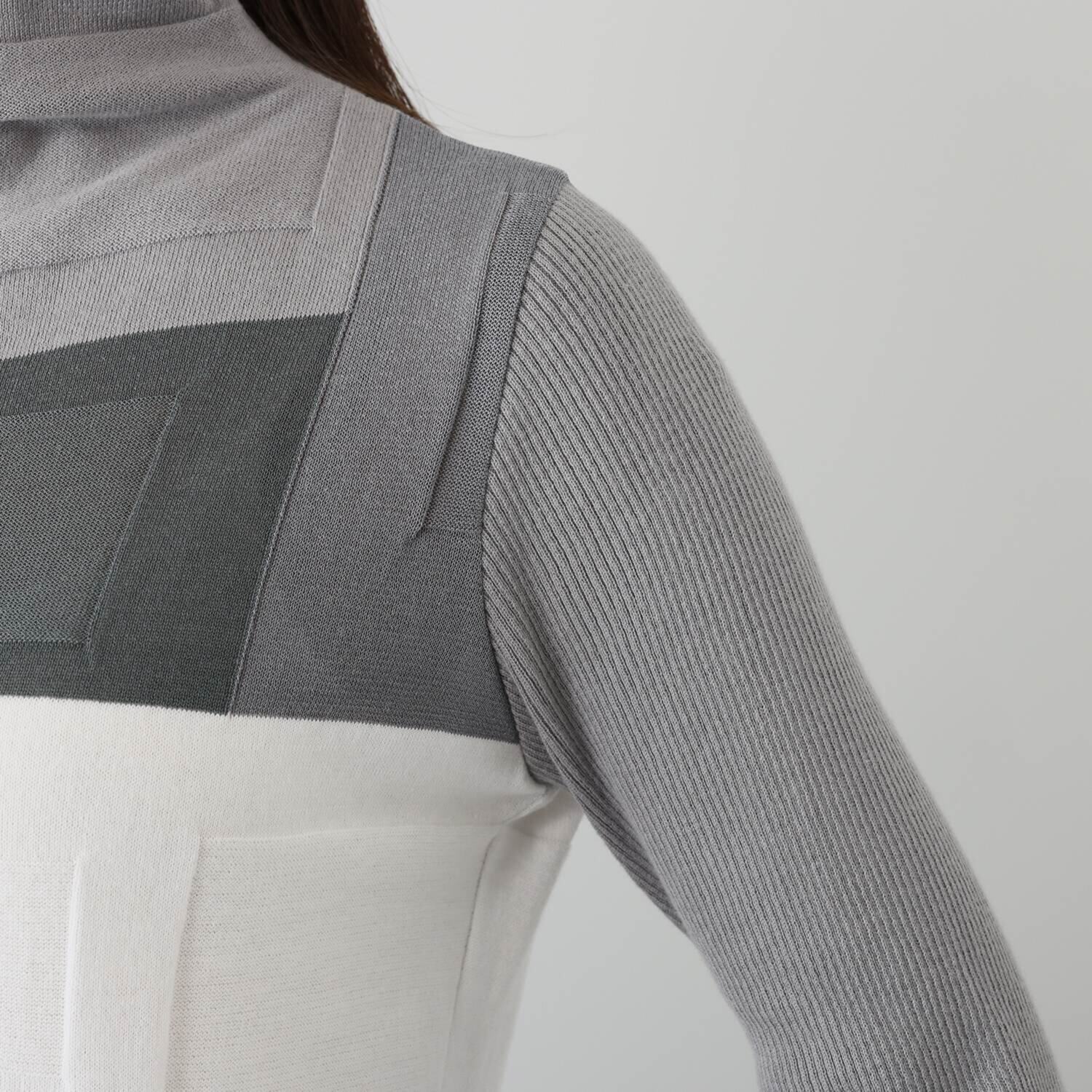 ヨシヨシ インターシャ編 配色ブロック切替 デザインプルオーバー