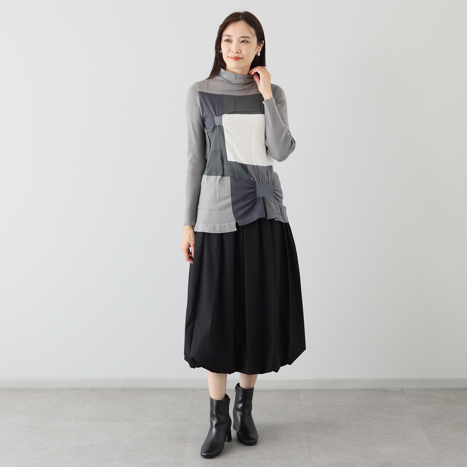 ヨシヨシ インターシャ編 配色ブロック切替 デザインプルオーバー