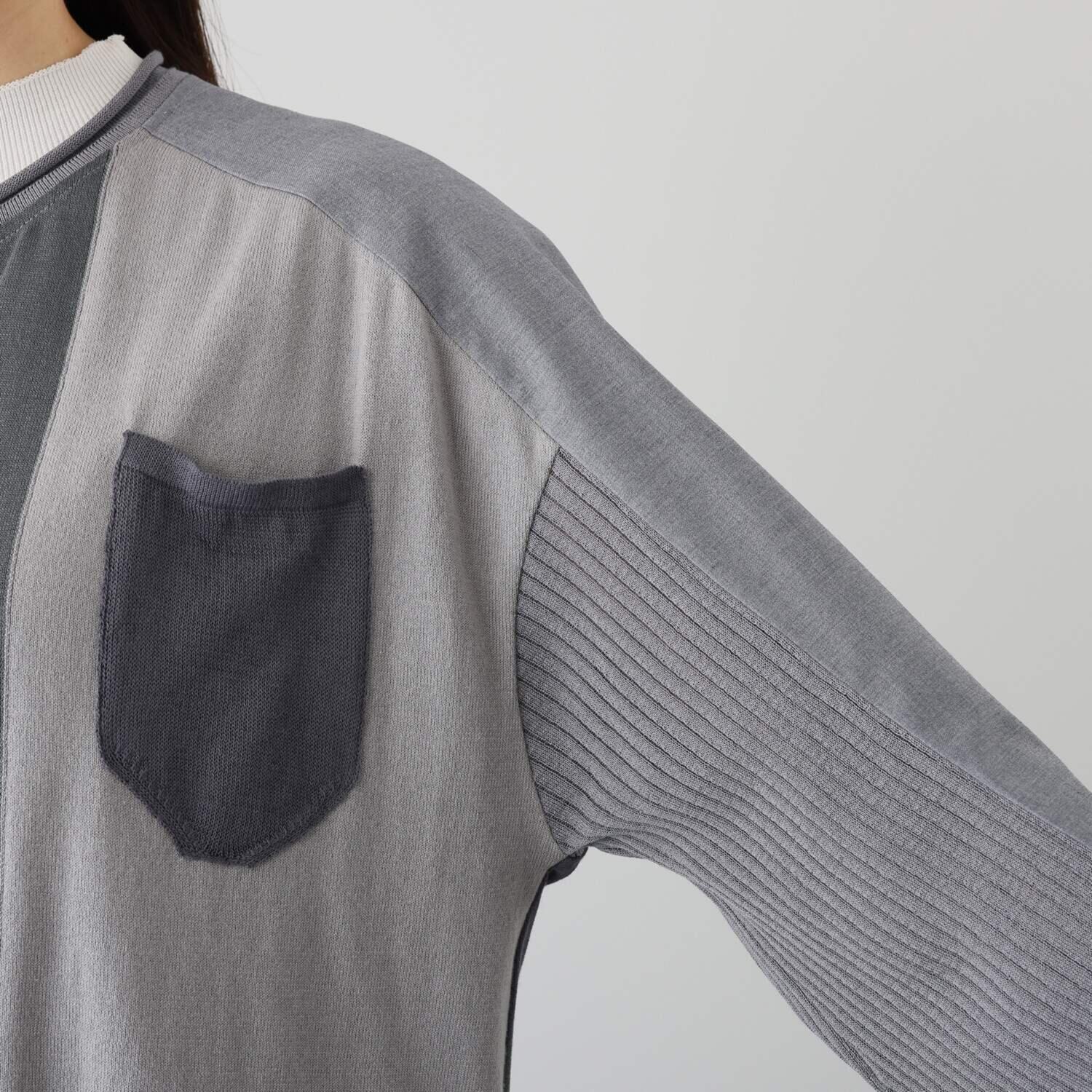 ヨシヨシ 異素材使い インターシャ編 ボレロ風 デザインカーディガン