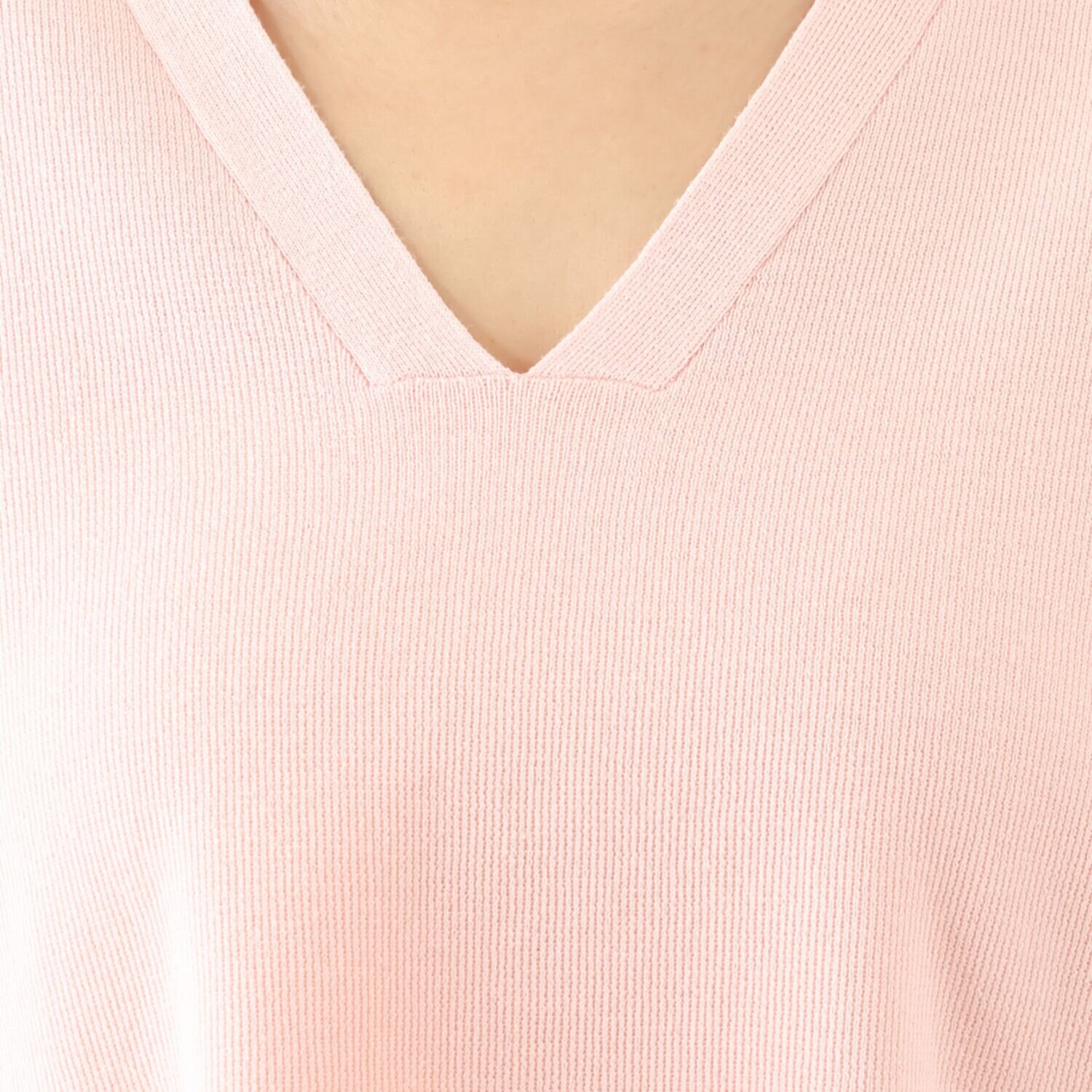 ヘ・エラ コットン混 Ｖネック スッキリ細見え ニットプルオーバー