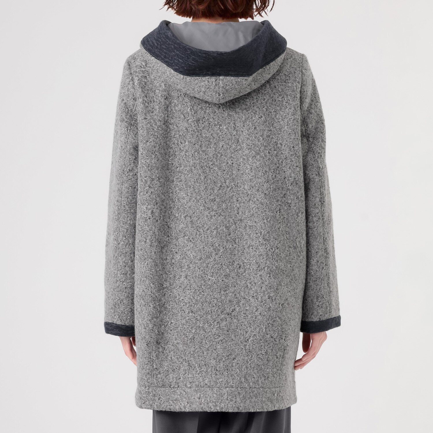 ダジュール フード付 ウールタッチ 配色コート