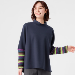 ダジュール 袖ボーダー切替 プルオーバー
