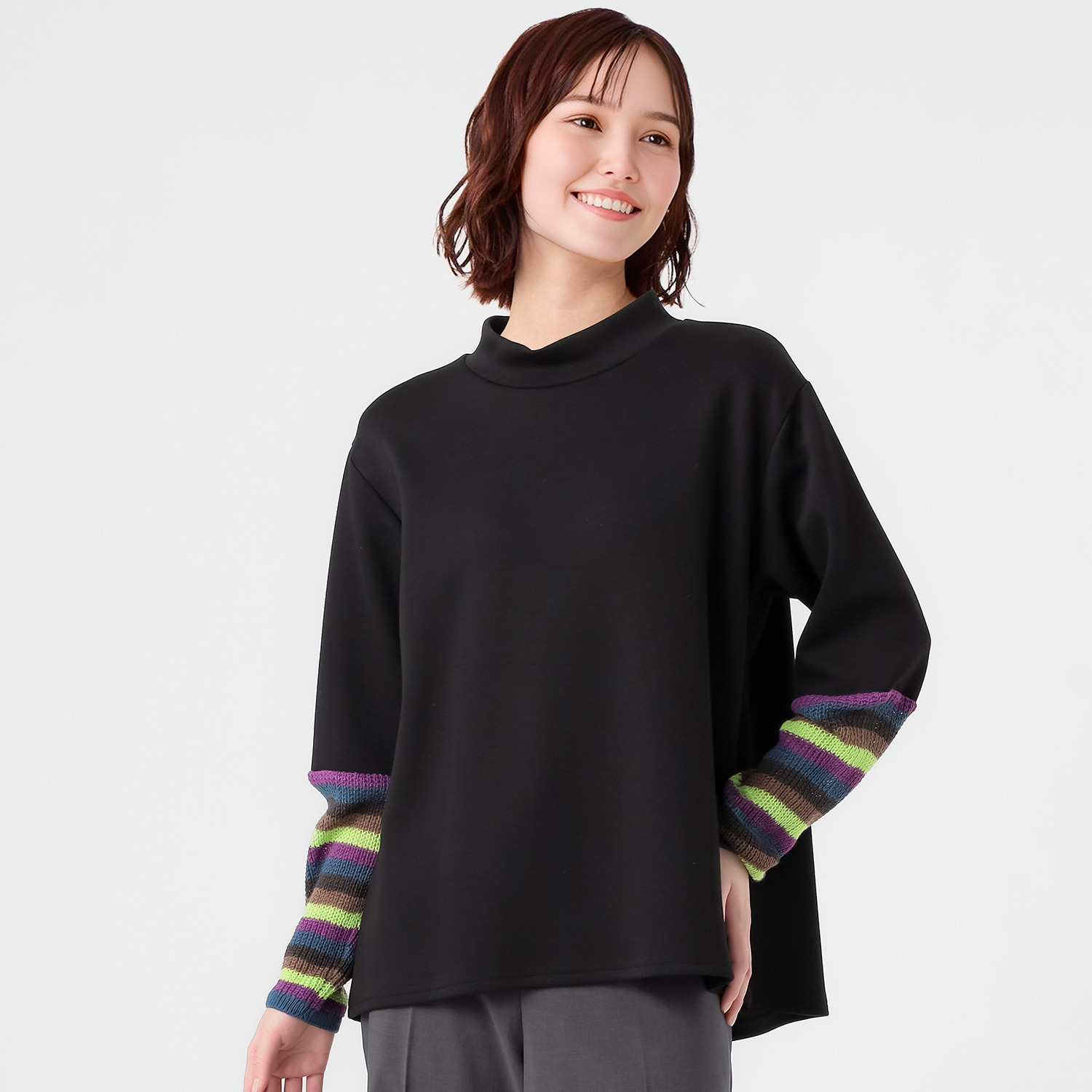 ダジュール 袖ボーダー切替 プルオーバー