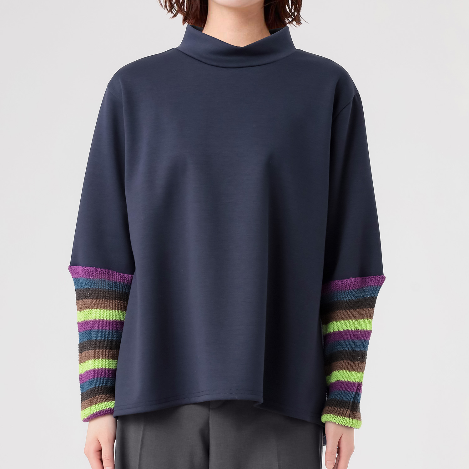 ダジュール 袖ボーダー切替 プルオーバー