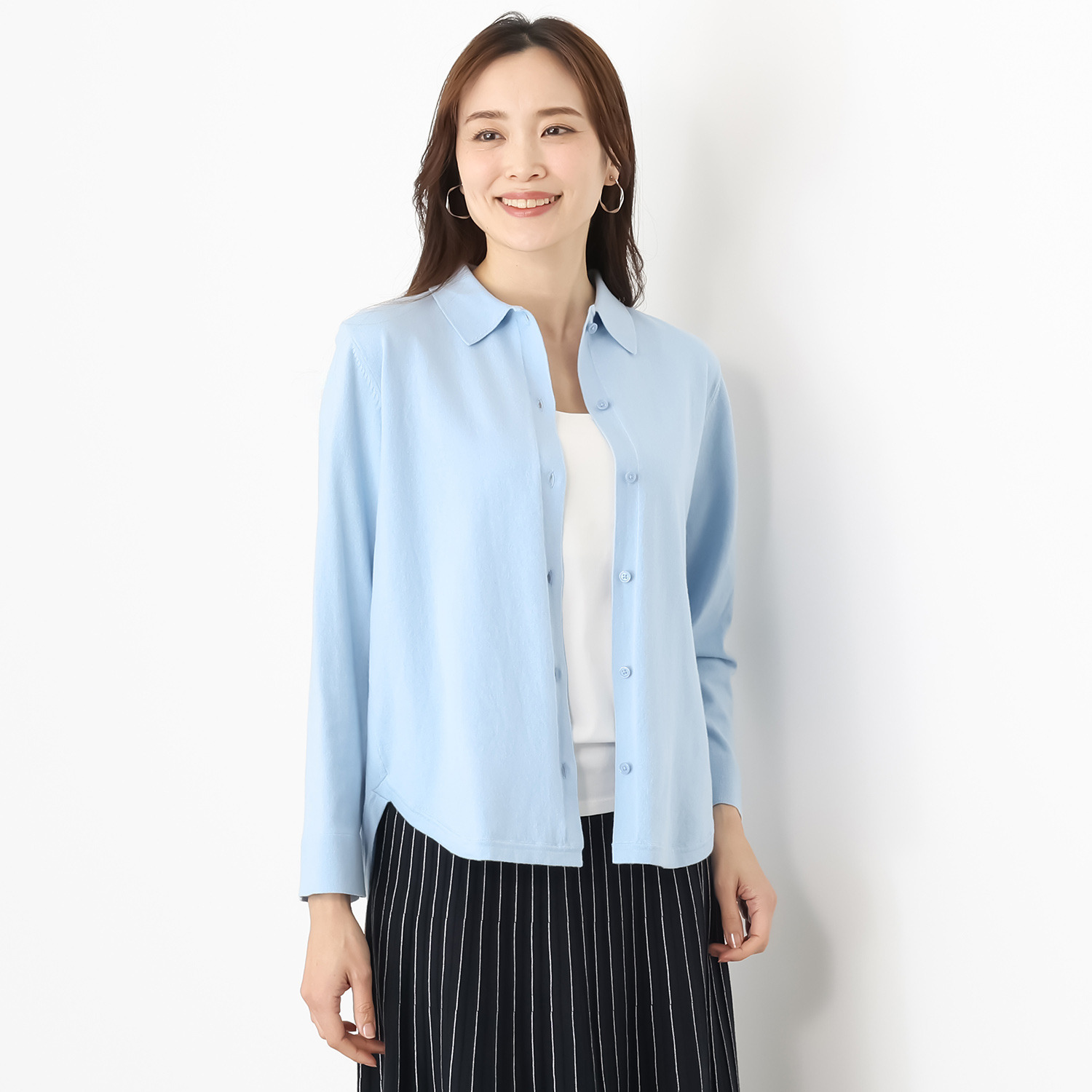 スピンブルー イタリアＭＴＢ社製 エーゲ海コットン混 襟付ニットシャツ