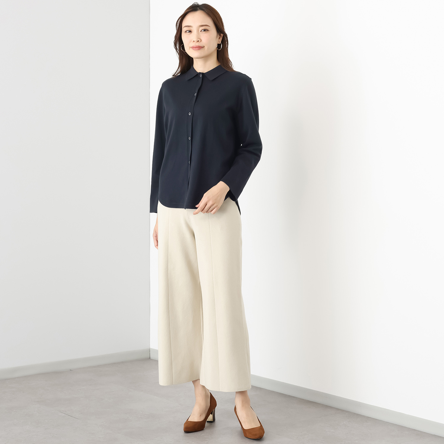 スピンブルー イタリアＭＴＢ社製 エーゲ海コットン混 襟付ニットシャツ