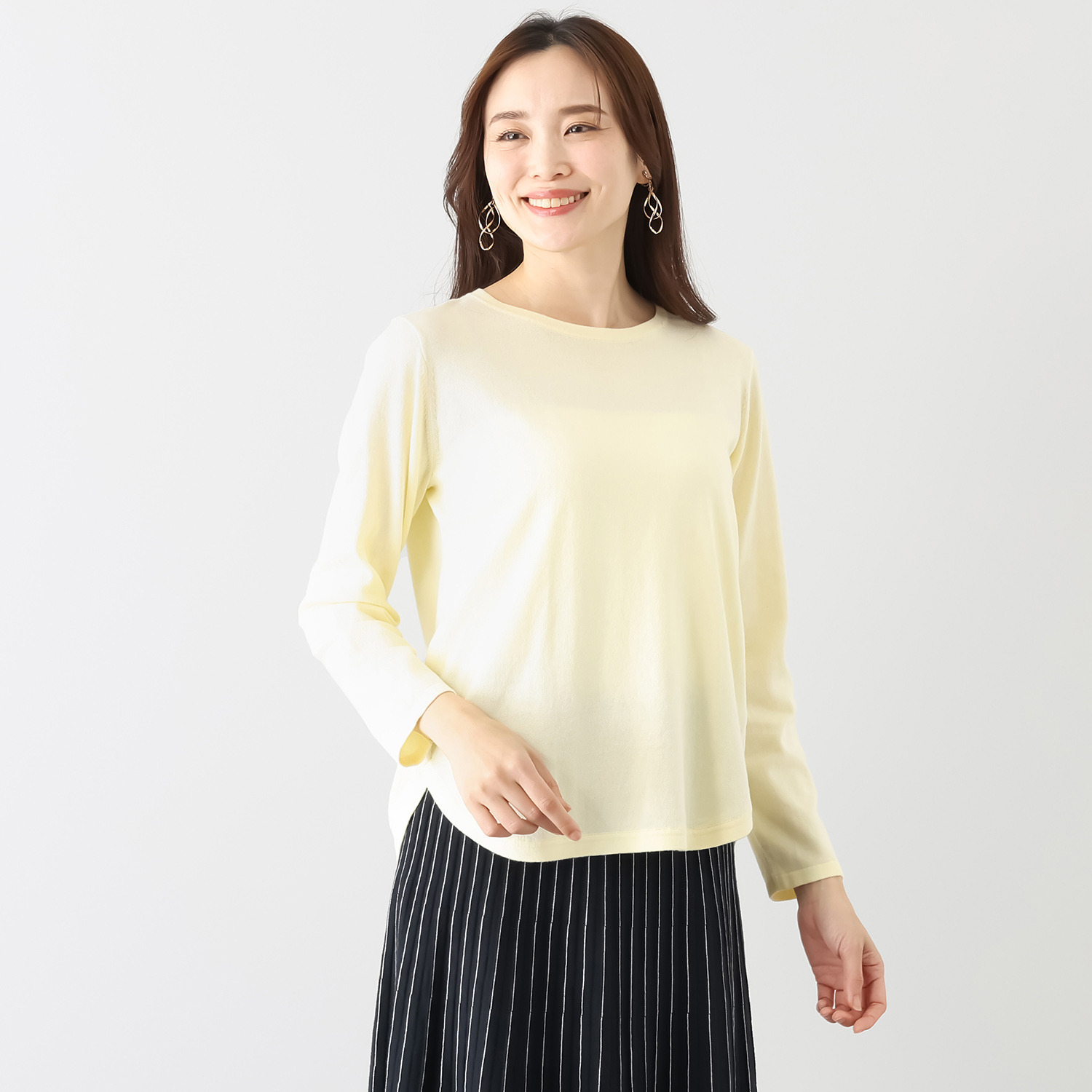 スピンブルー イタリアＭＴＢ社製 エーゲ海コットン シャツテイル ニットプルオーバー