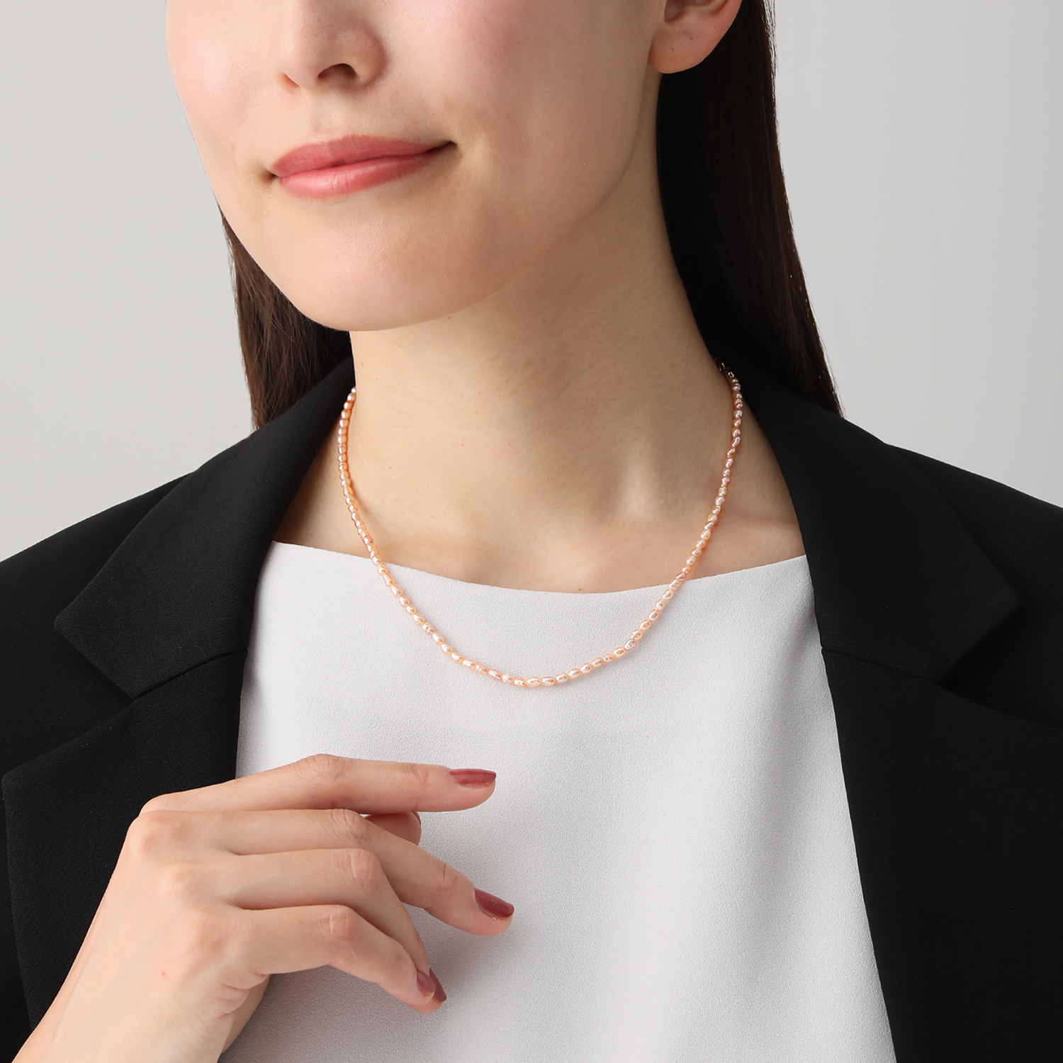 カリーナ・ペルラ ステンレス ベビー淡水パール ネックレス