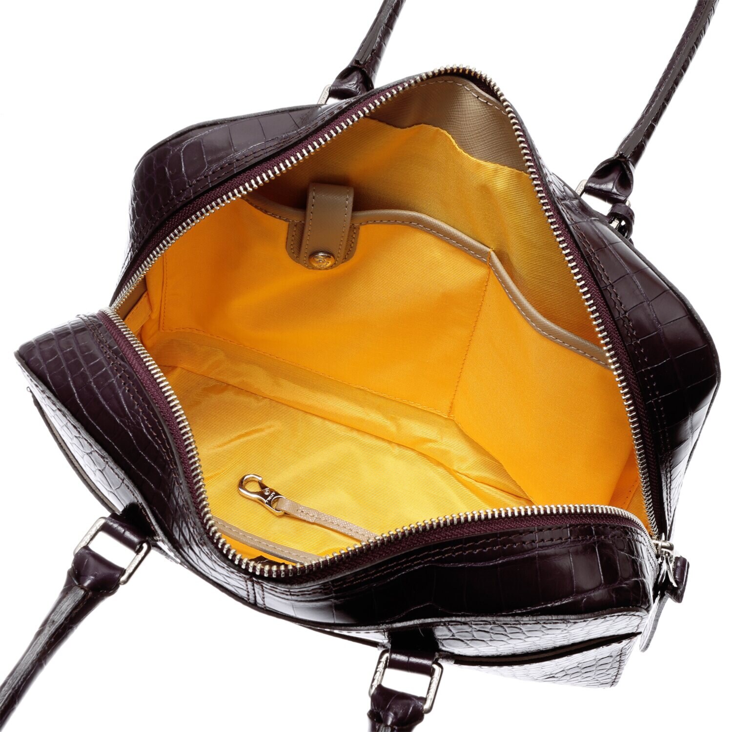 エーディーエムジェイ 牛革クロコダイル型押し クリスタルビジュウ ボストンバッグ