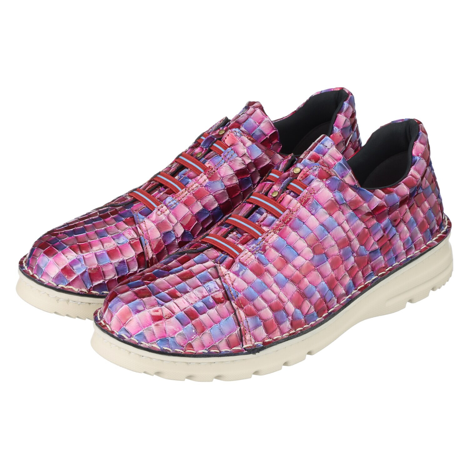 ＪＳハートレーベル ブランド３０周年！ ステンドグラスのような イタリアンレザーを使った 日本製軽量スニーカー