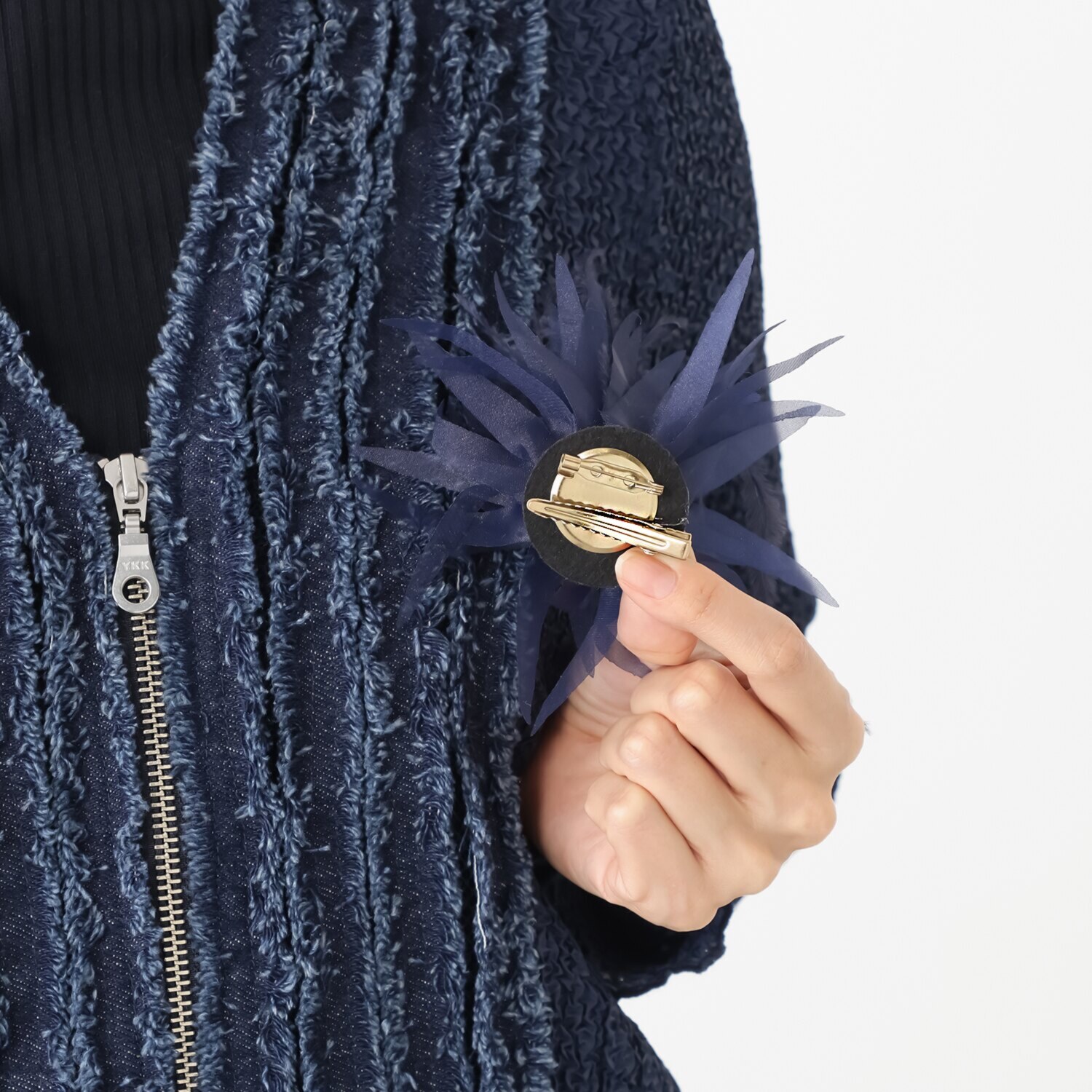 ノコ　クチュール クチュールプリーツ フリンジアクセント カーディガン