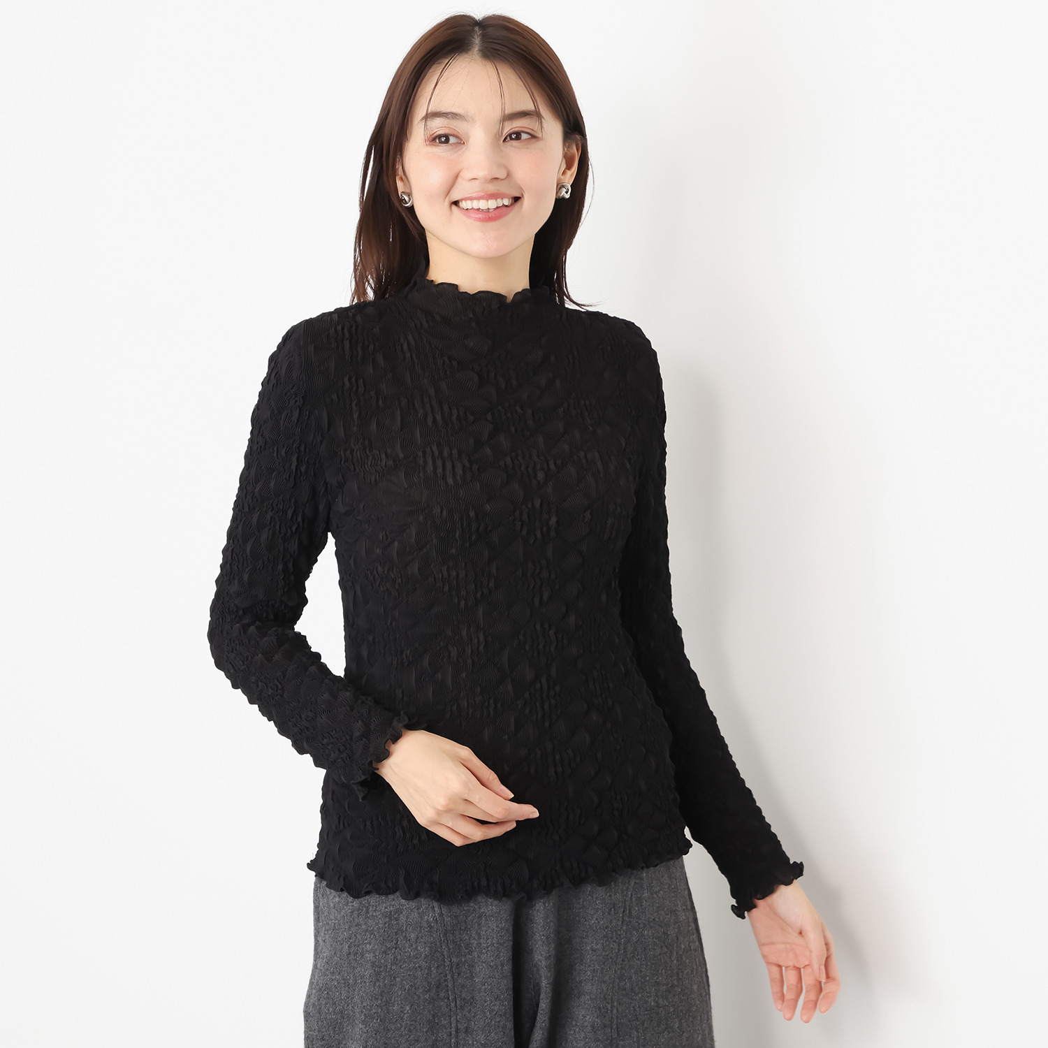 ノコ　クチュール シフォン素材 プリーツ加工 プルオーバーブラウス