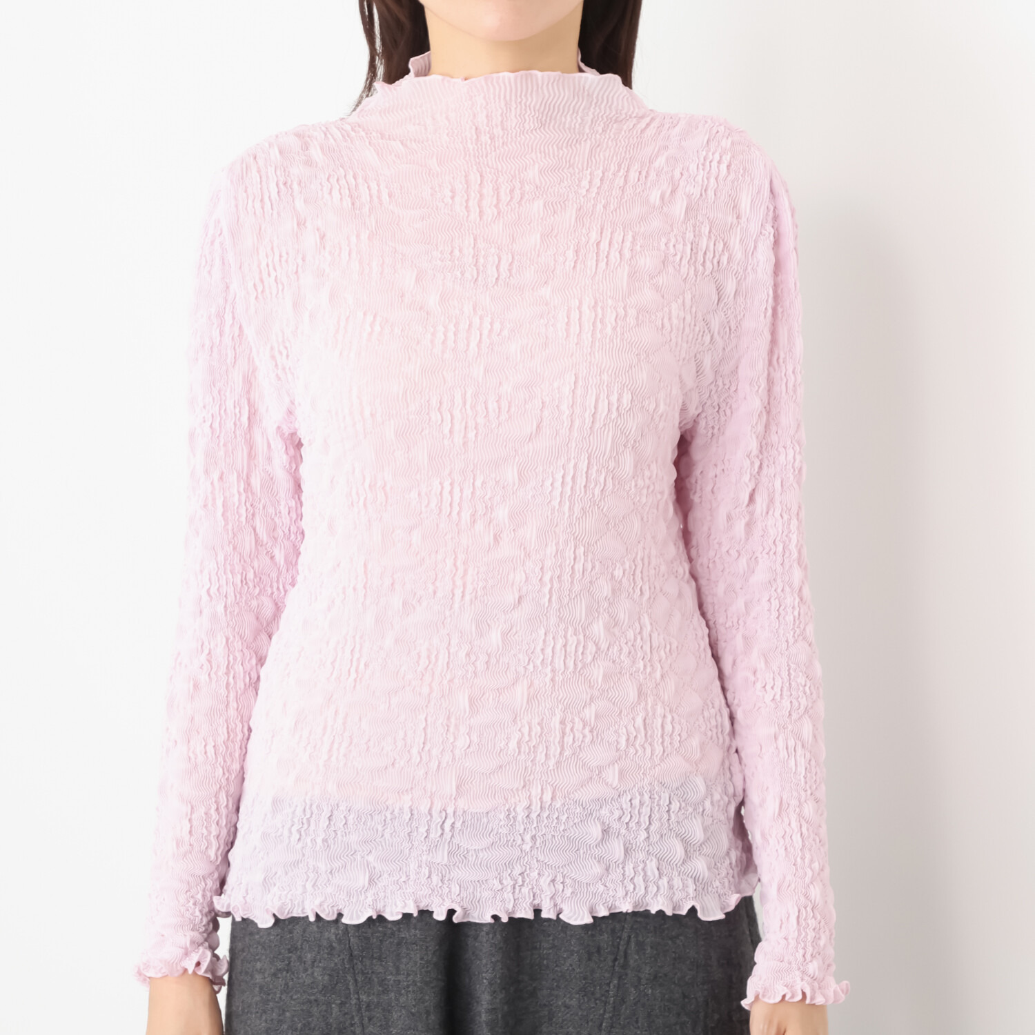 ノコ　クチュール シフォン素材 プリーツ加工 プルオーバーブラウス