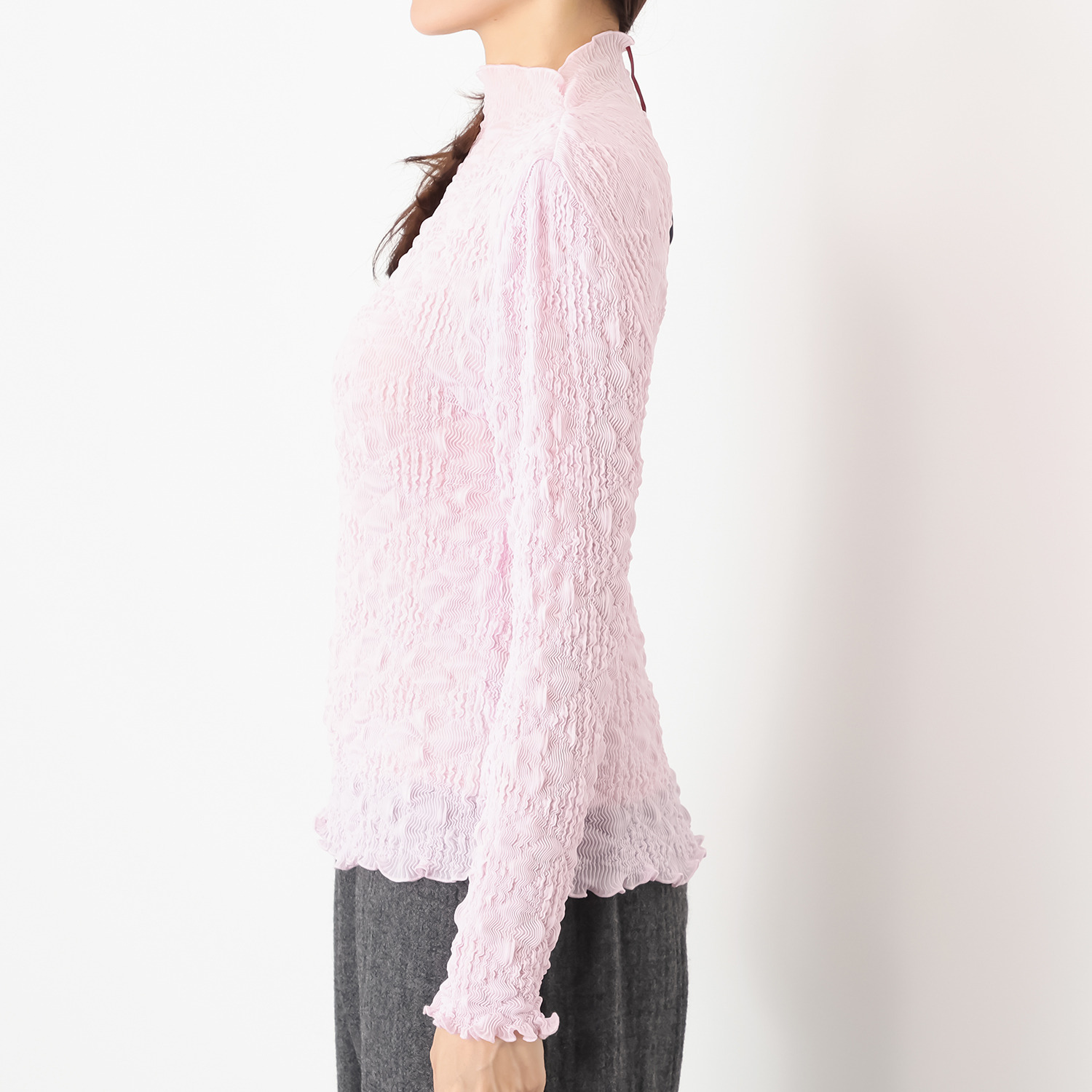 ノコ　クチュール シフォン素材 プリーツ加工 プルオーバーブラウス