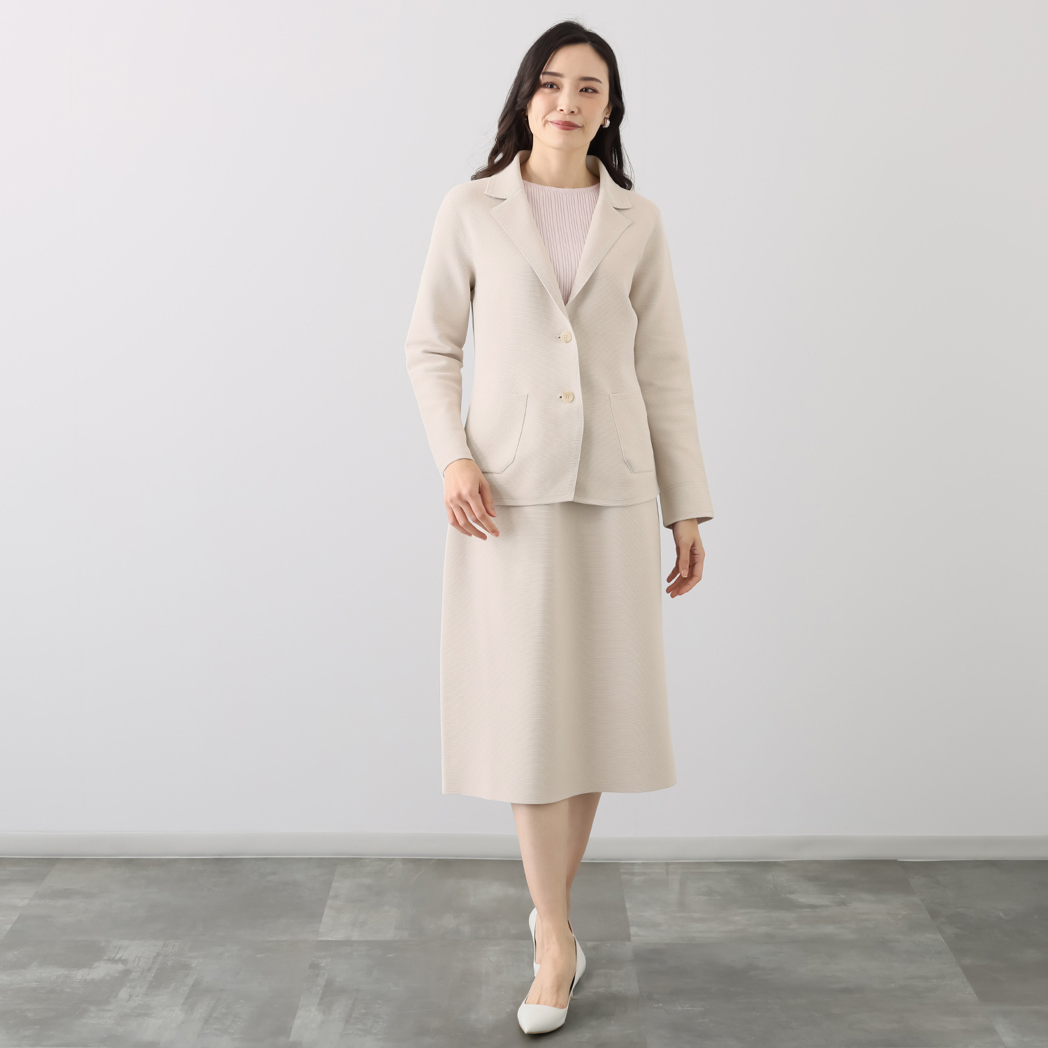 マルティジャーニ 日本製 匠の技　立体編 軽量ストレッチ セミフレアースカート