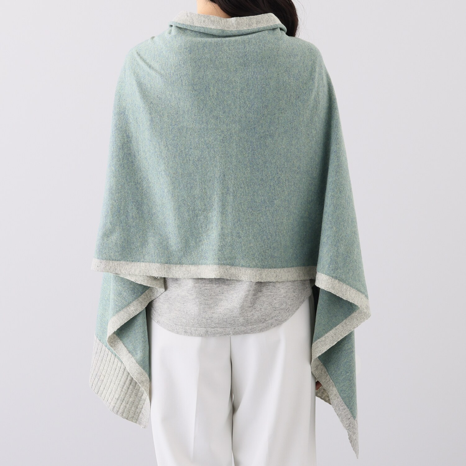 スピンブルー ヤクブレンド オリジナルヤーン使用 バイカラー大判ストール