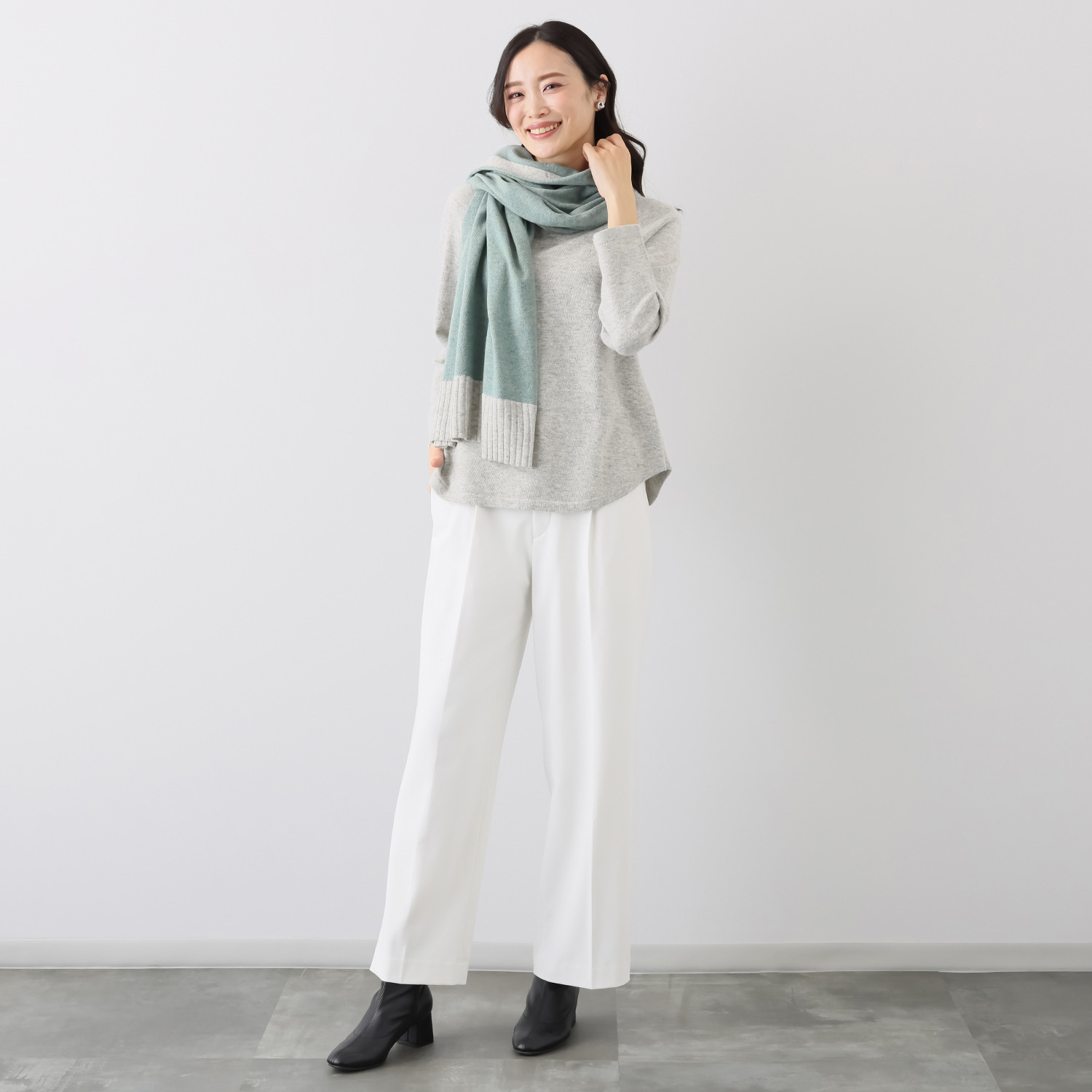 スピンブルー ヤクブレンド オリジナルヤーン使用 バイカラー大判ストール