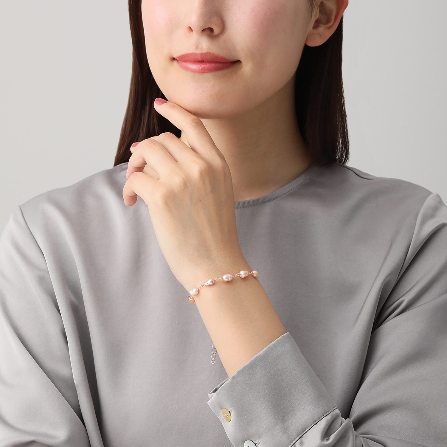 カリーナ・ペルラ ステンレス 淡水パール ブレスレット