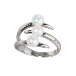 カリーナ・ペルラ ステンレス 淡水パール トリプルデザインリング
