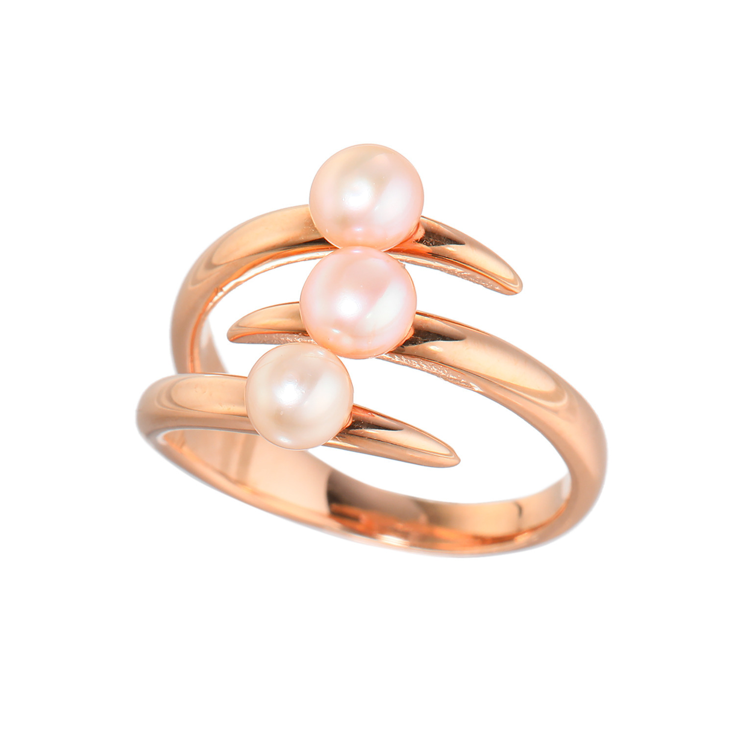 カリーナ・ペルラ ステンレス 淡水パール トリプルデザインリング