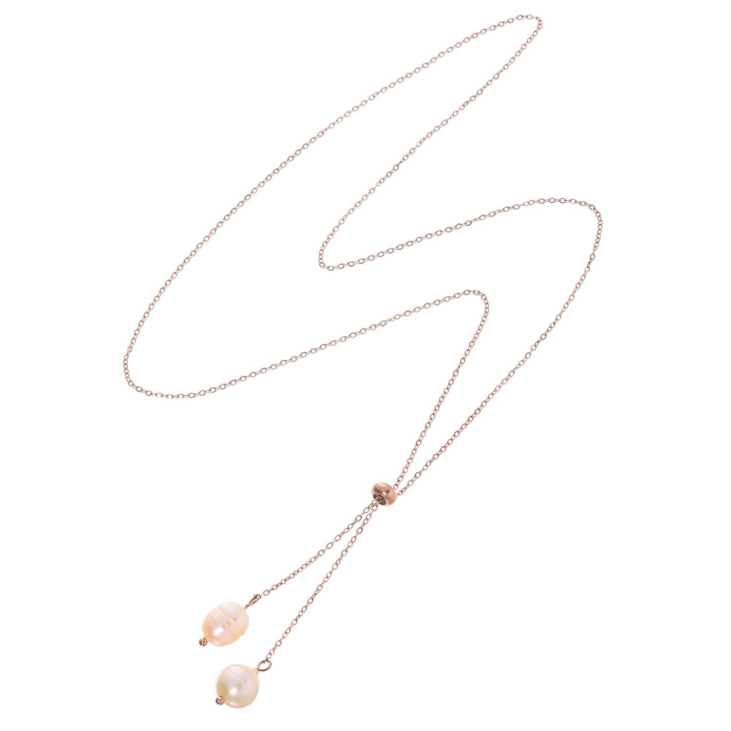 カリーナ・ペルラ ステンレス 淡水パール ツインデザイン ロングスライドネックレス