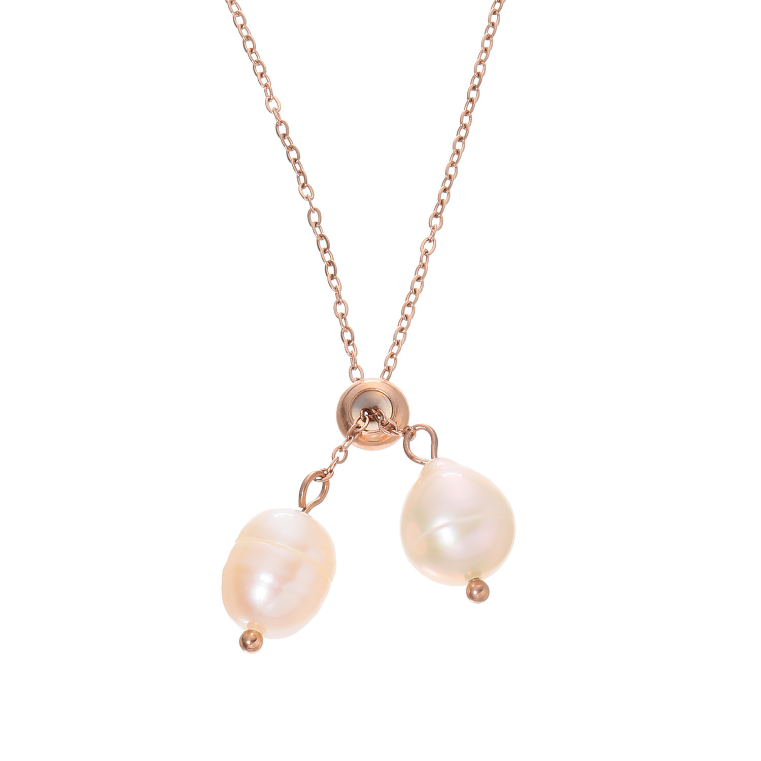 カリーナ・ペルラ ステンレス 淡水パール ツインデザイン ロングスライドネックレス