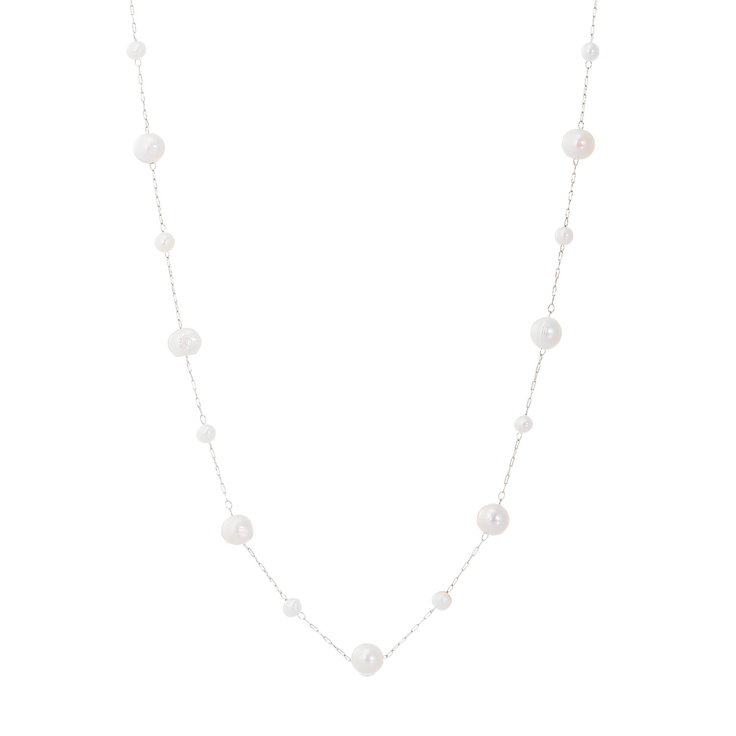 カリーナ・ペルラ ステンレス 淡水パール リズミカルステーション ロングネックレス