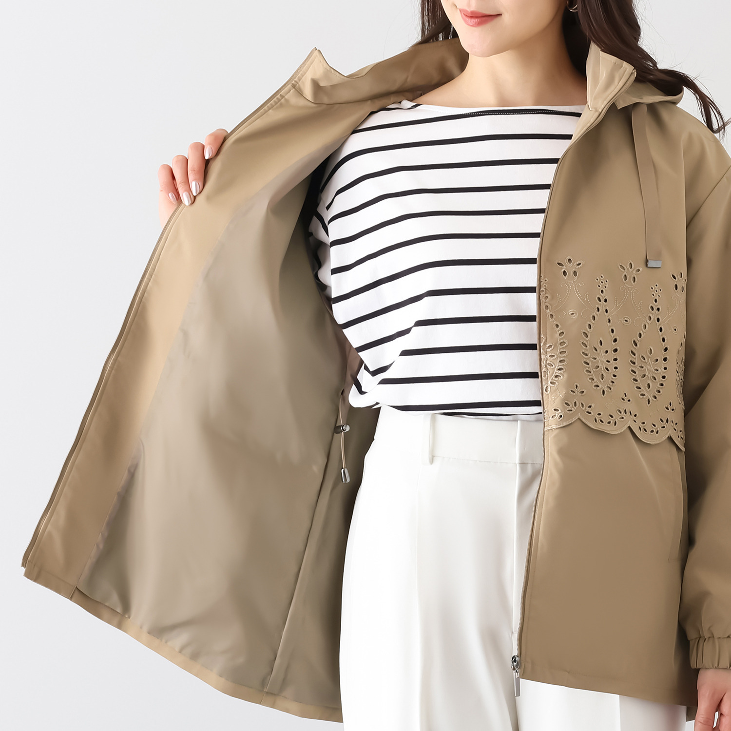 メルヴェイユ　ヴァント はっ水・軽量・ＵＶカット スカラップ刺しゅう ブルゾン