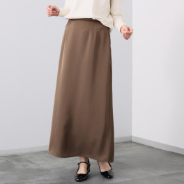 メリオン とろみツイルサテン素材 楽々華やかスタイル 着こなしにツヤを与える ロングナロースカート