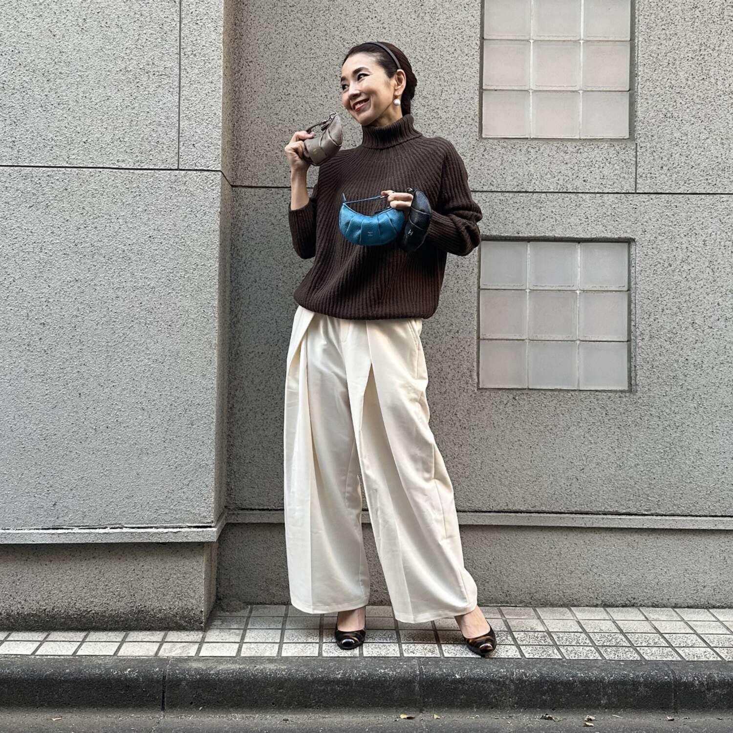 タマミ　ワタナベ 牛革 ポーチ “プチ クロワッサンムー”